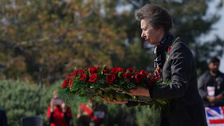 The Princess Royal lays a wreath at the Lone Pine Memorial in the Lone Pine Cemetery on the Gallipoli Peninsula. Princess Anne is in Turkey to mark Anzac Day, which commemorates the anniversary of the start of the Gallipoli landings, and is a national day of remembrance for Australia and New Zealand. Picture date: Friday April 25, 2025.