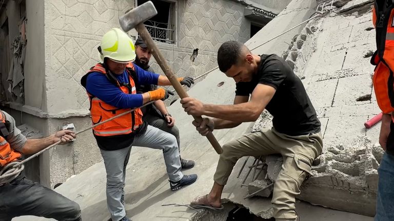 Efforts to free those trapped beneath the rubble in Gaza City